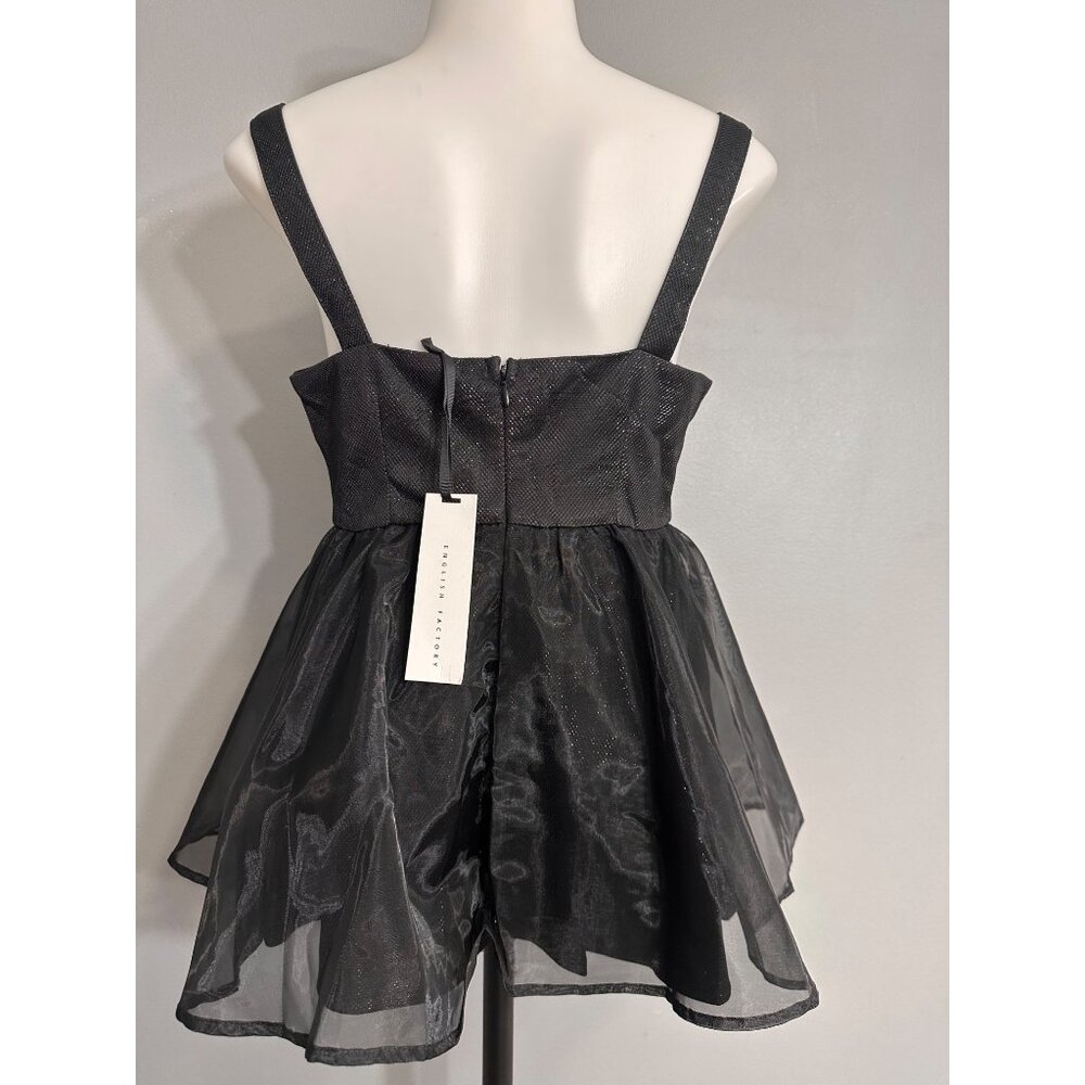 English Factory Black Sparkle Babydoll Empire Tulle & Organza NWT S - Picture 3 of 9